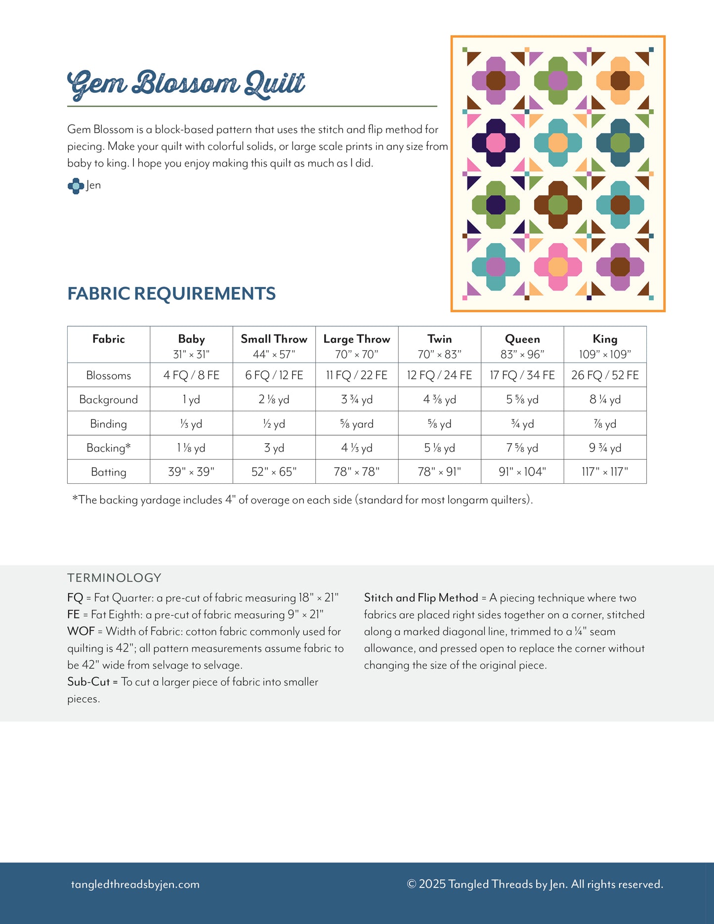 Gem Blossom Quilt Pattern