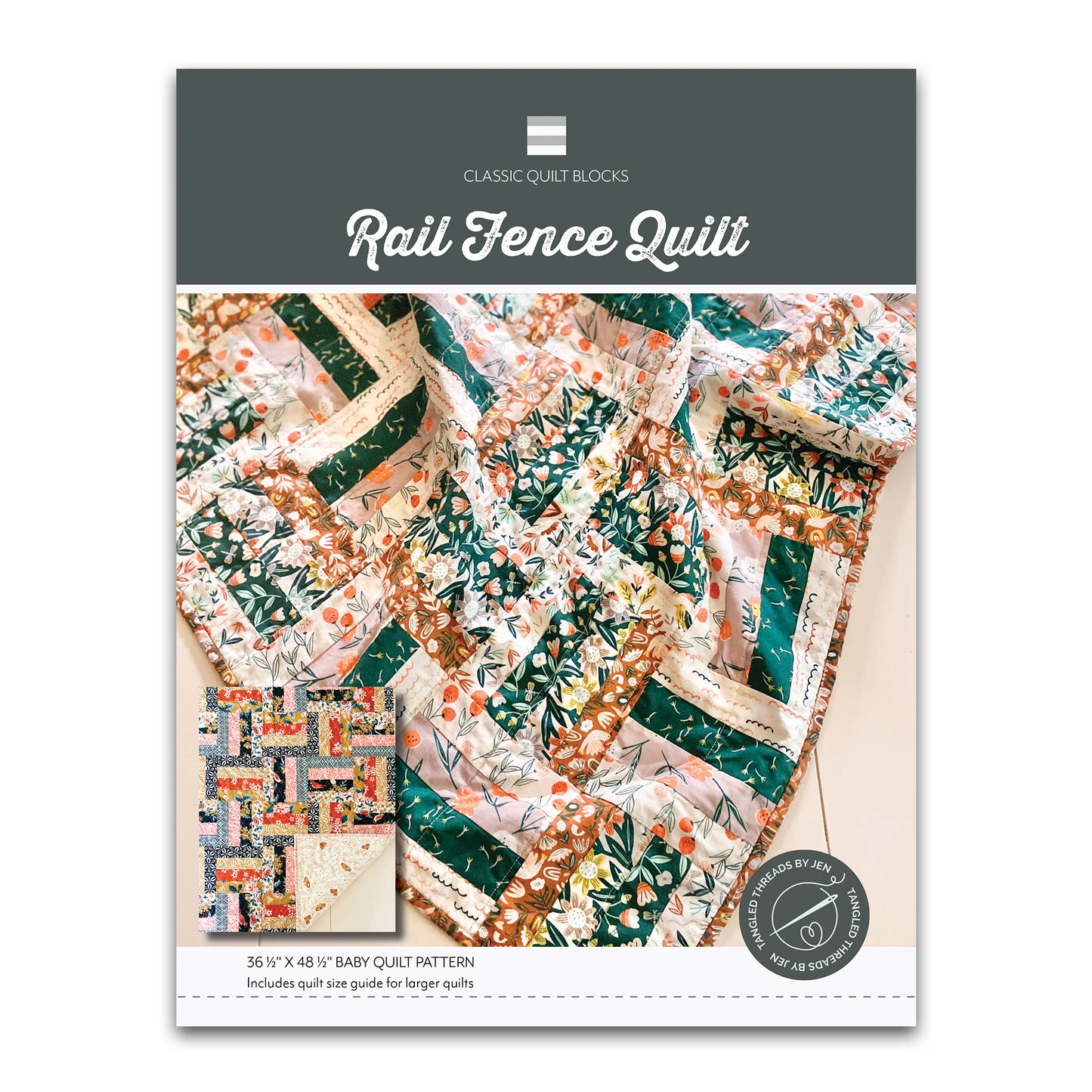 Rail Fence Baby Quilt Pattern PDF
