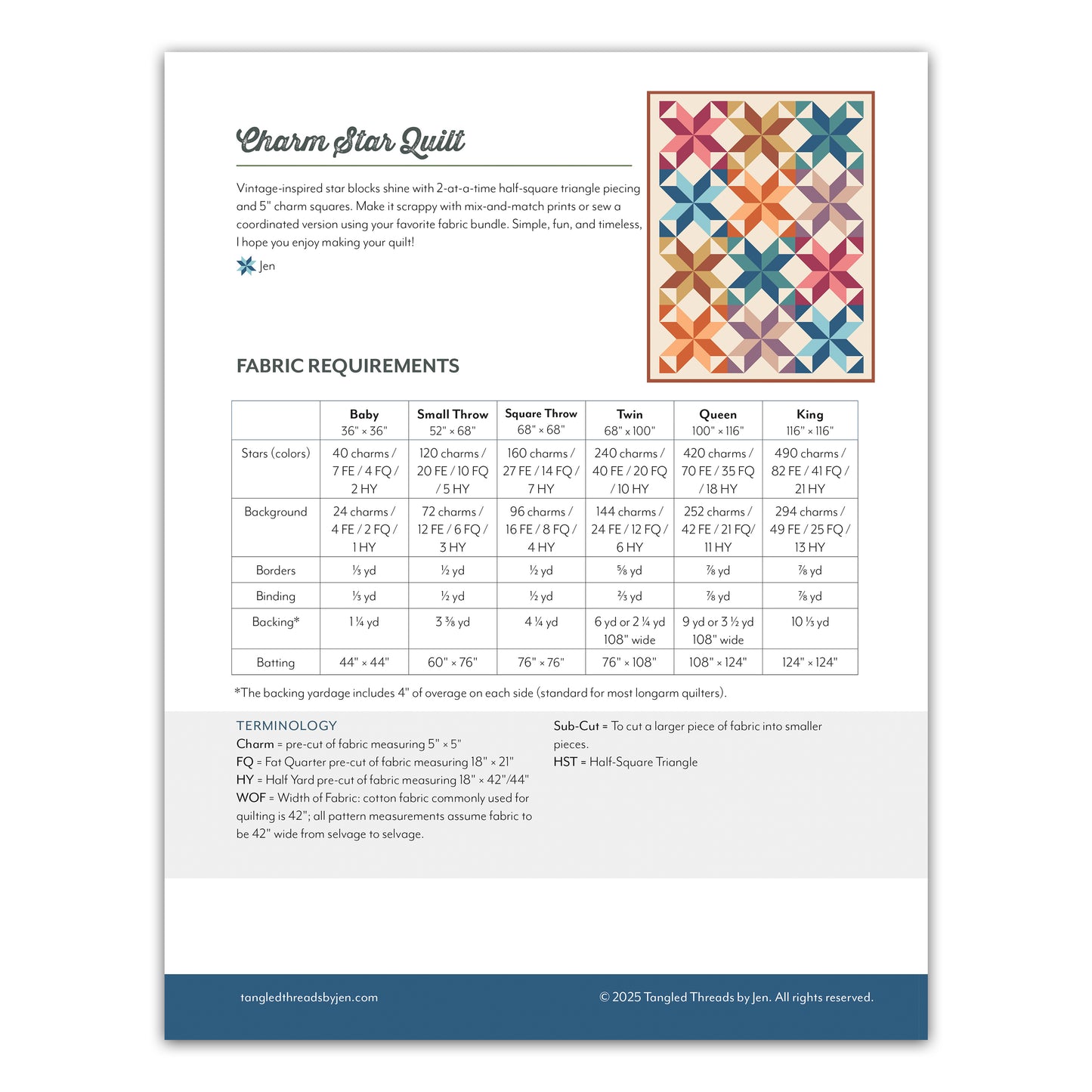 Charm Star Quilt Pattern