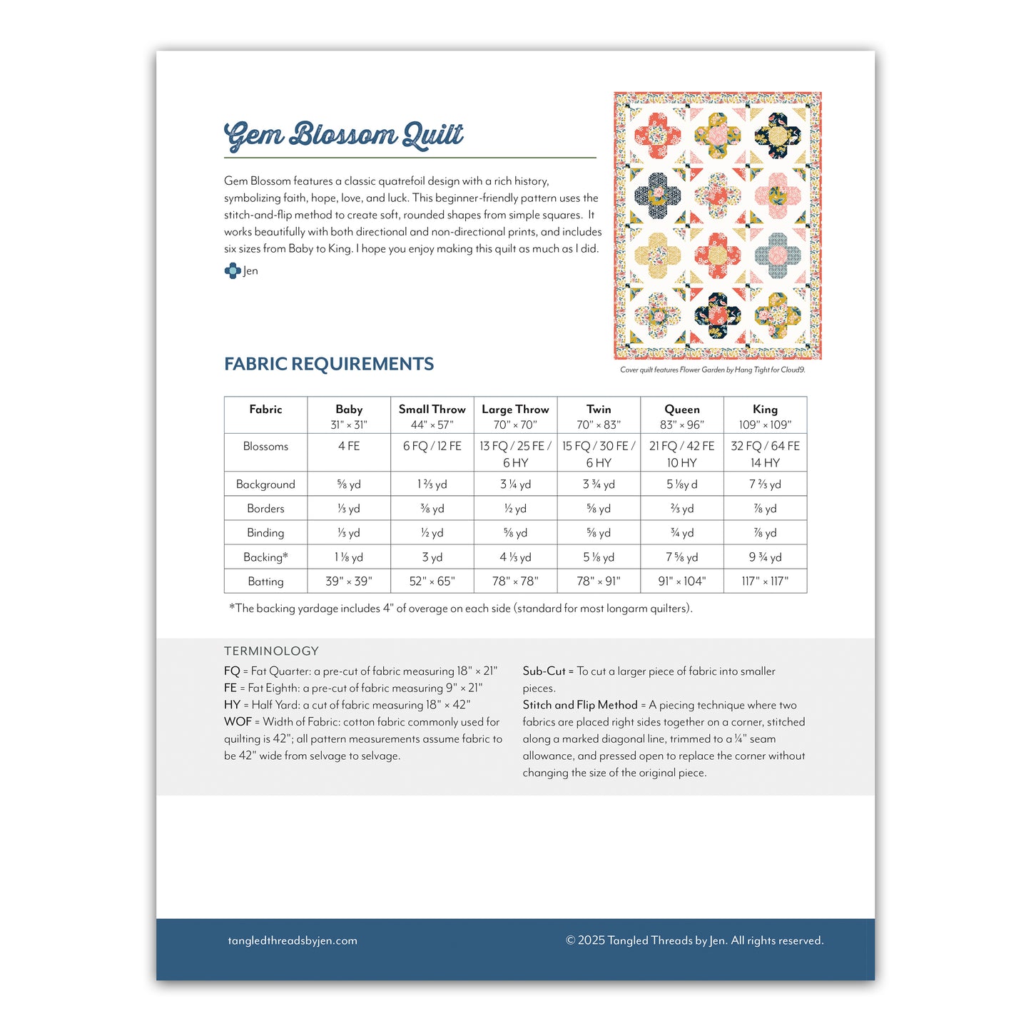 Gem Blossom Quilt Pattern