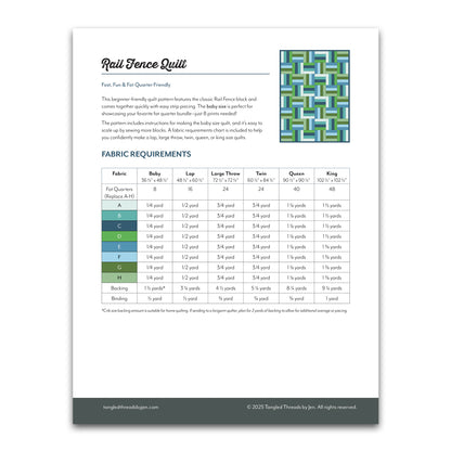 Rail Fence Baby Quilt Pattern PDF